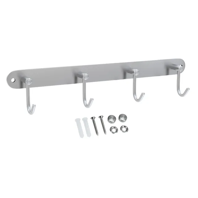 Intirilife Garderobenleiste Modell C 4 Haken Edelstahl 30 cm