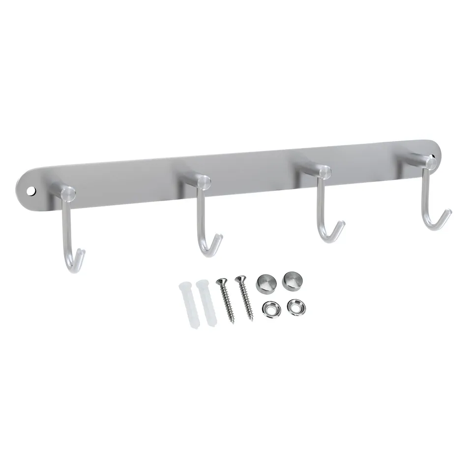 Intirilife Garderobenleiste Modell C 4 Haken Edelstahl 30 cm