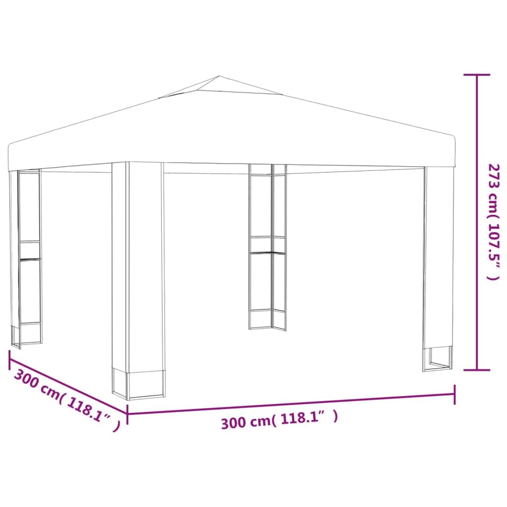 vidaXL Pavillon Doppeldach 3x3x2,7 m Taupe Stahl Polyester