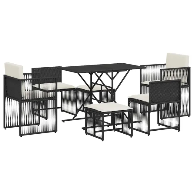 vidaXL Heim & Garten Garten-Essgruppe 7-tlg. schwarz Poly-Rattan