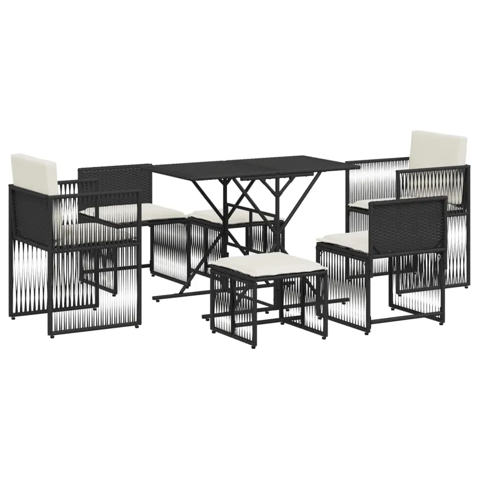 vidaXL Heim & Garten Garten-Essgruppe 7-tlg. schwarz Poly-Rattan