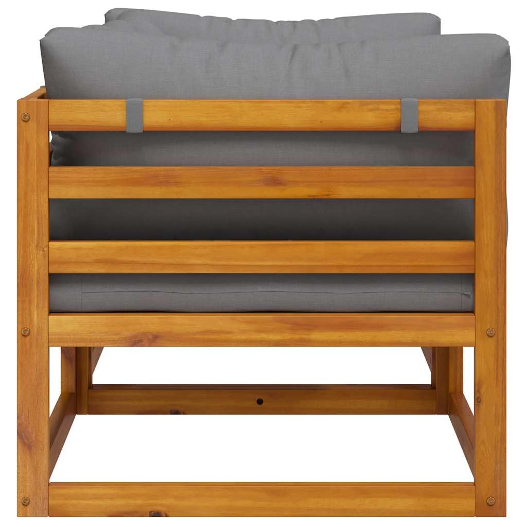 vidaXL Ecksofas Modular Gartensofa Akazie Dunkelgrau 2 Stk.