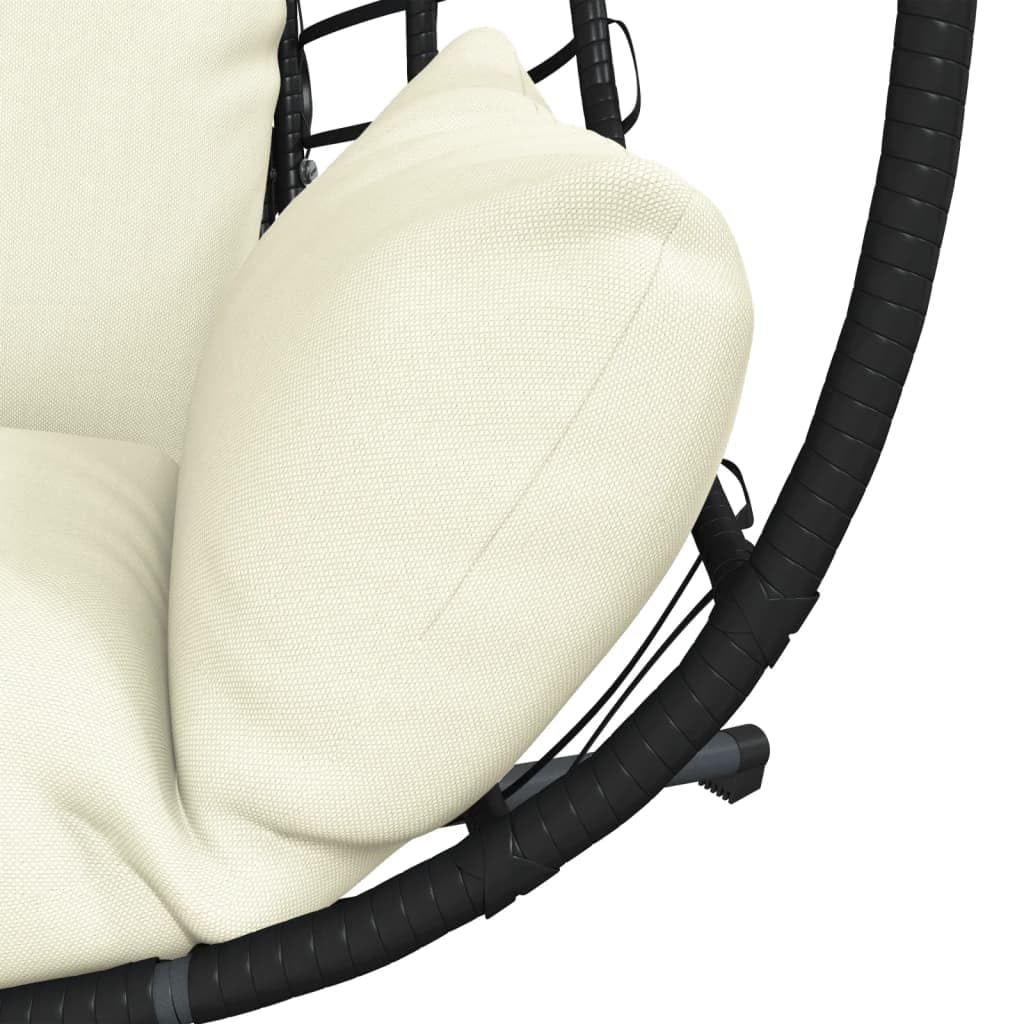vidaXL Heim & Garten Hängesessel Ei Beige Rattan Stahl 104x100x197