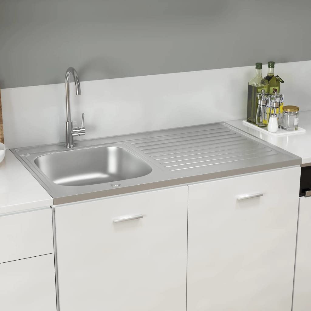 vidaXL Heimwerker Spüle Abtropffläche Edelstahl 100x60cm Silber