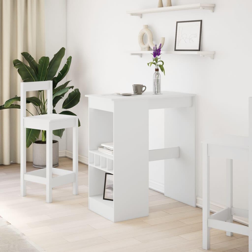 vidaXL Bartisch Stehtisch Holzwerkstoff Weiß 90x47,5x103,5 cm Regal