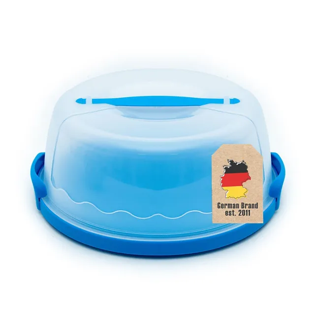 Intirilife Kuchenbox Rund Blau Kunststoff 29,8 cm mit Griff