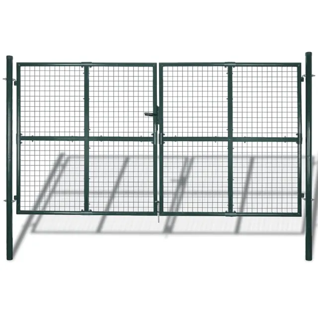 vidaXL Heim & Garten Doppeltor Stahl Schwarz 306x200cm Schloss
