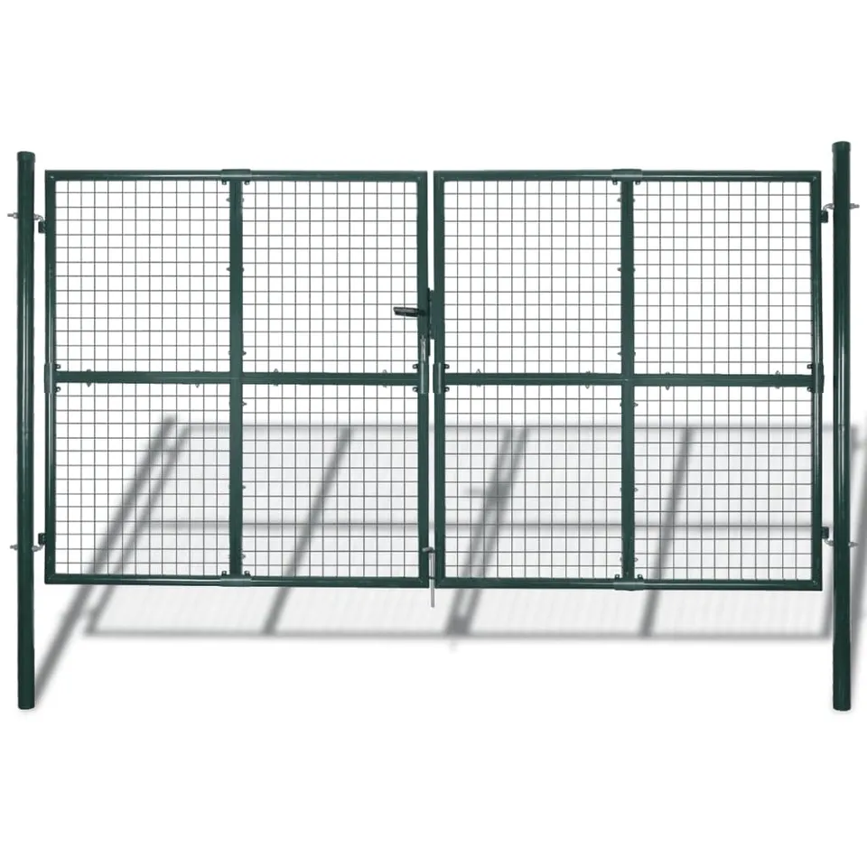 vidaXL Heim & Garten Doppeltor Stahl Schwarz 306x200cm Schloss