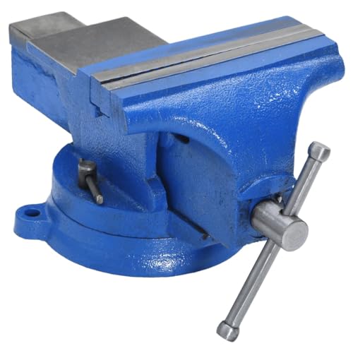 vidaXL Schraubstock Tischschraubstock 100mm Blau Gusseisen