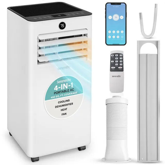 Serenelife Portable AC 10000 BTU Klimagerät Grau mit Heizung