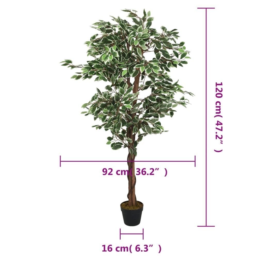 vidaXL Ficusbaum künstlich 120 cm Kunstpflanze grün 630 Blätter