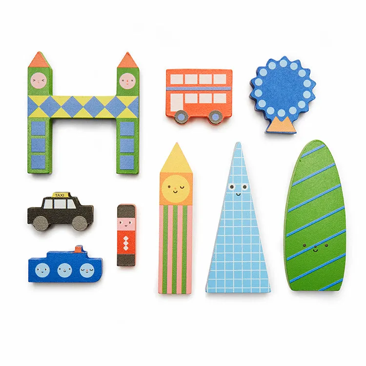 Kikkerland Kidoki London City Holzstadt Mini 9 Teile
