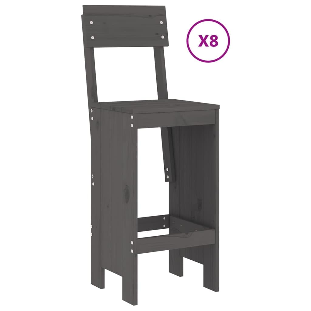 vidaXL Heim & Garten 9-tlg. Gartenbar-Set Holz Graue Kiefer