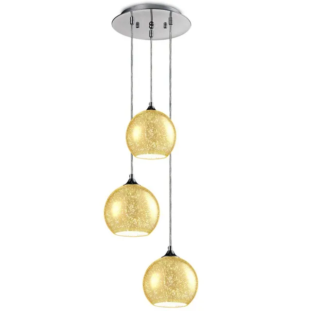 Serenelife Pendelleuchte 3-flammig Glas Chrom höhenverstellbar