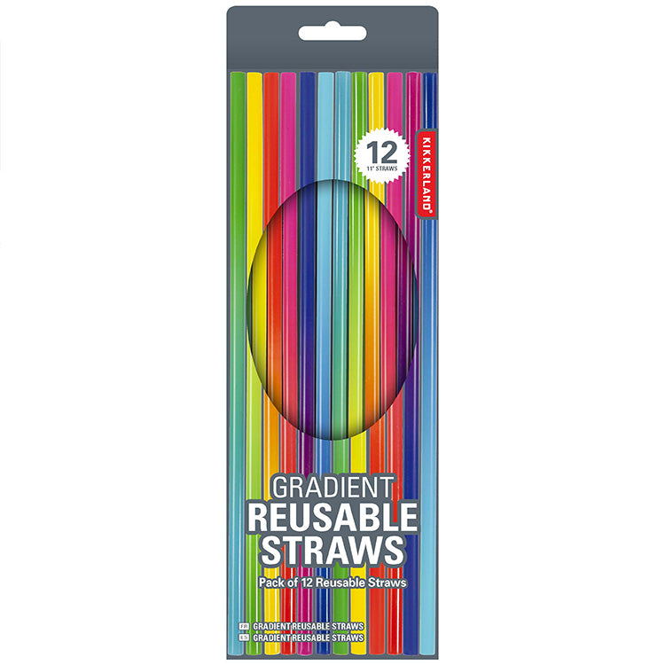 Kikkerland Home Ombré Reusable Straws Strohhalme 12er