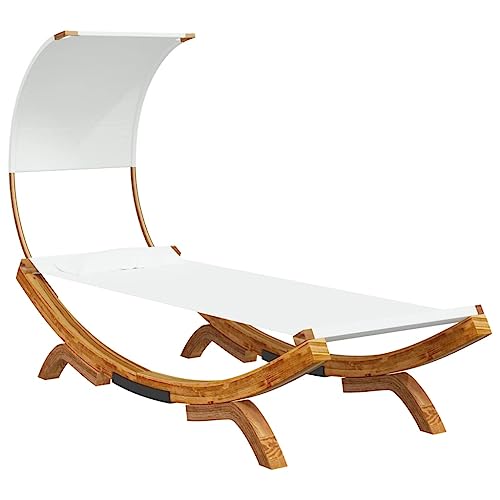 vidaXL Loungebett Bugholz Dach Creme 100x200 cm Sonnenliege