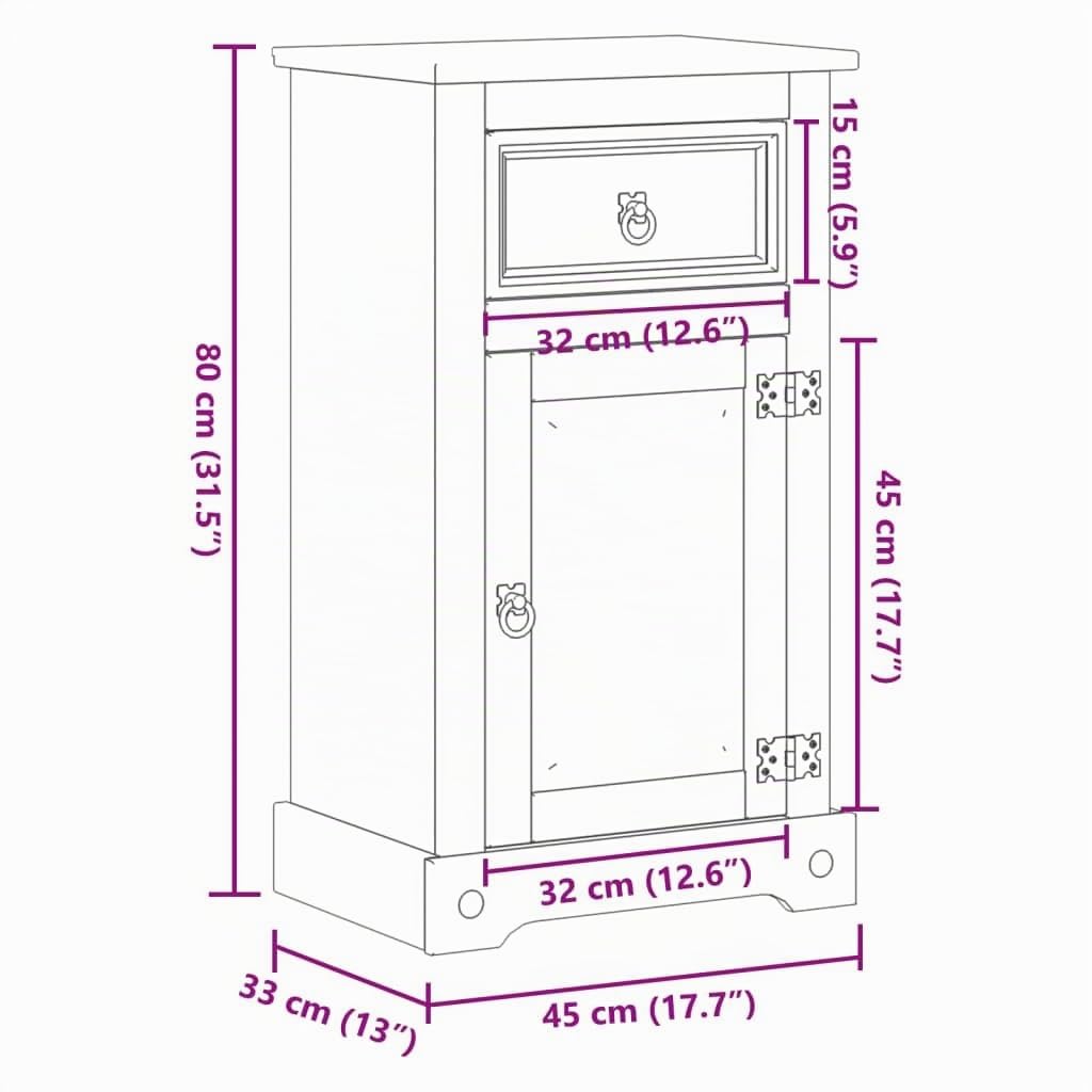 vidaXL Corona Badschrank Kiefer 45x33x80 cm Massivholz