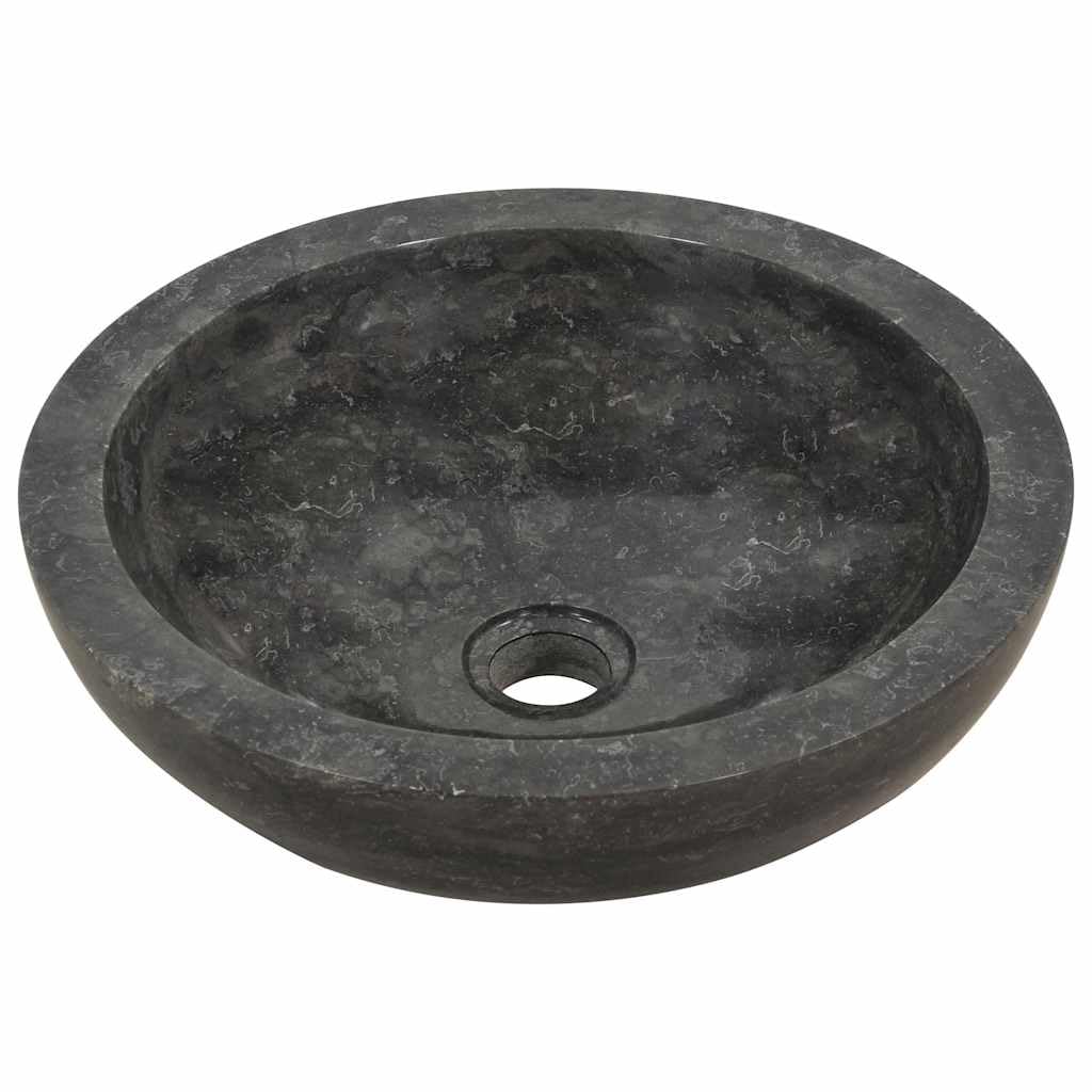 vidaXL Heimwerker Waschbecken Marmor Schwarz 40x12 cm