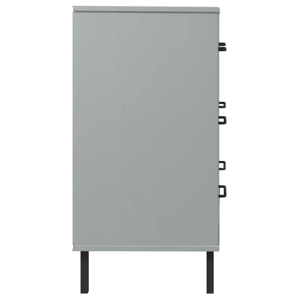 vidaXL Sideboard Grau 77x40x79,5 cm Massivholz Kommode 3 Schubladen