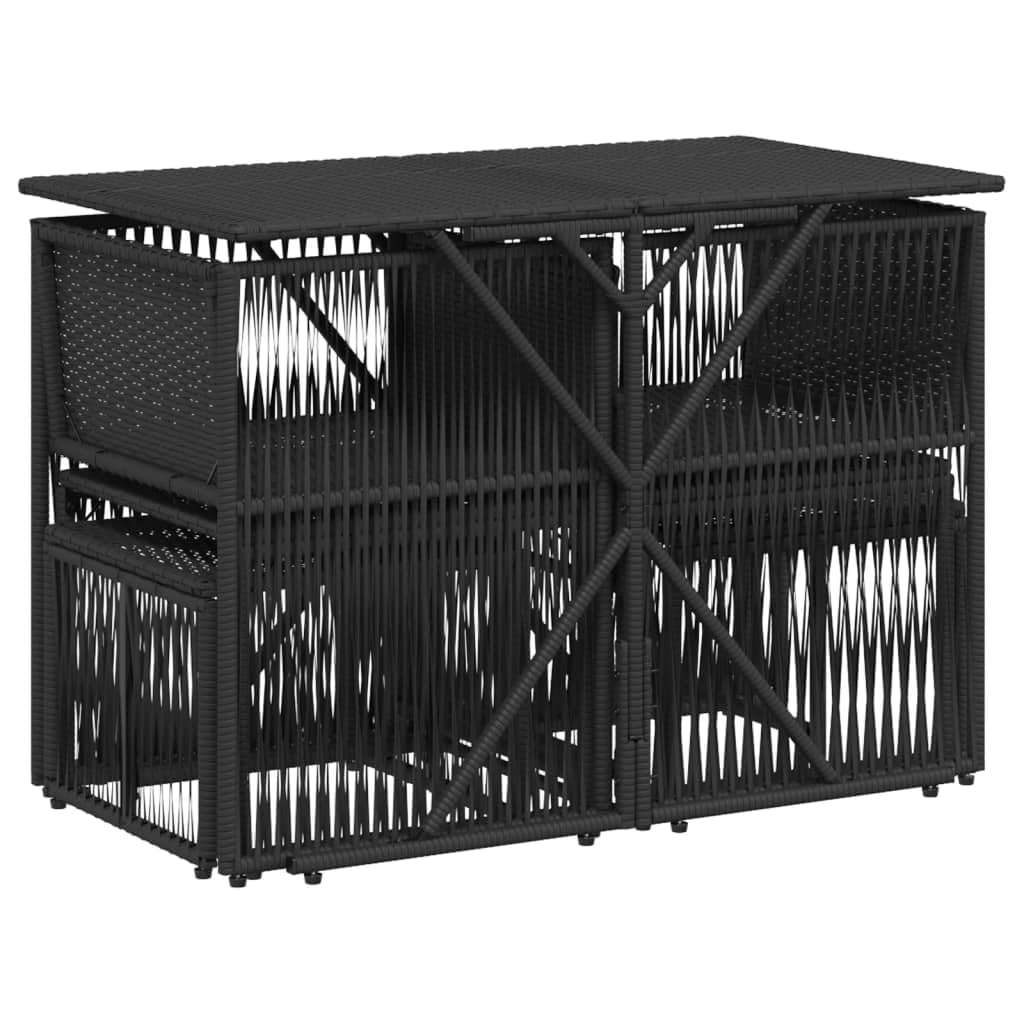 vidaXL Heim & Garten Garten-Essgruppe 7-tlg. schwarz Poly-Rattan