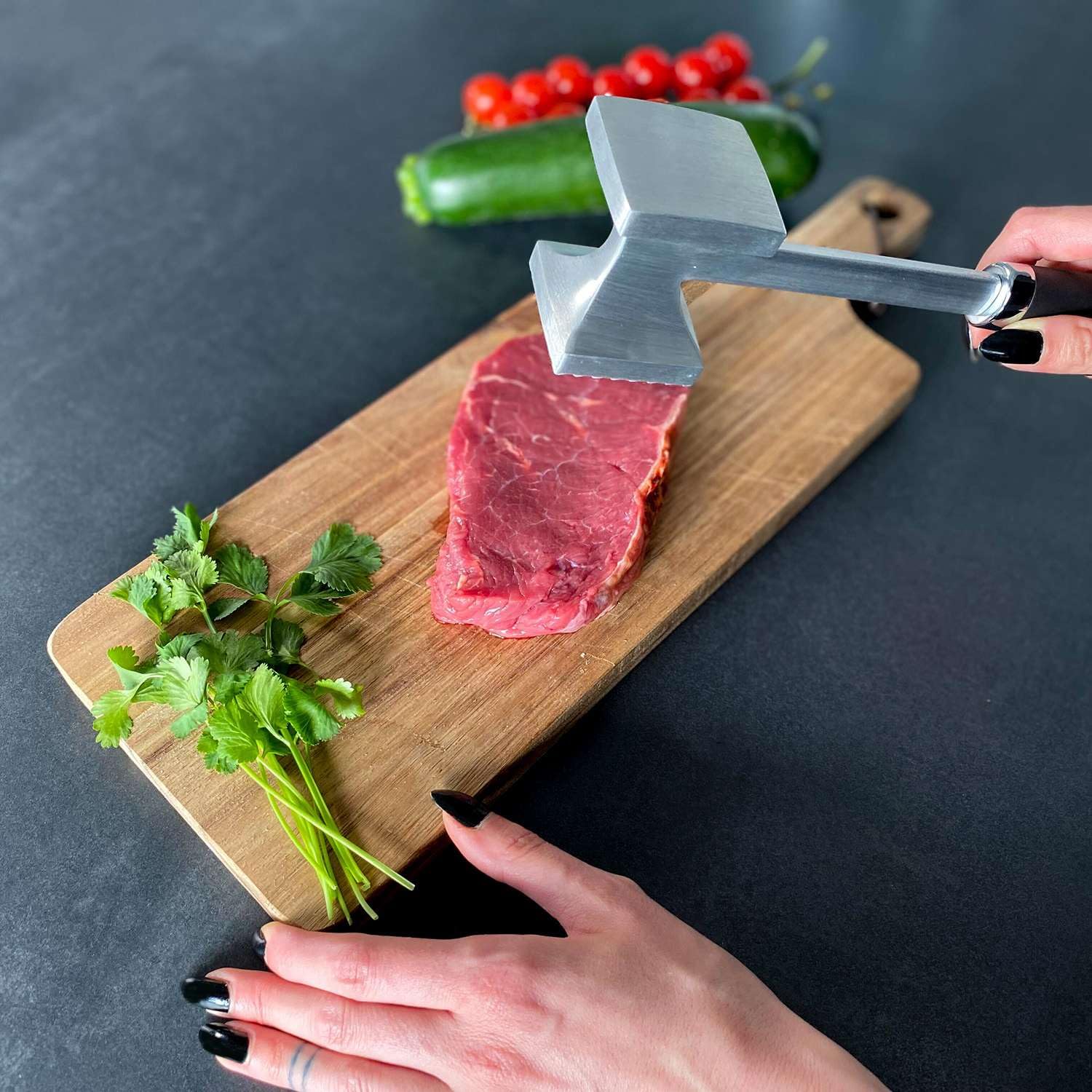 Intirilife Fleischklopfer Doppelseitig 27 cm Schnitzelklopfer Hammer