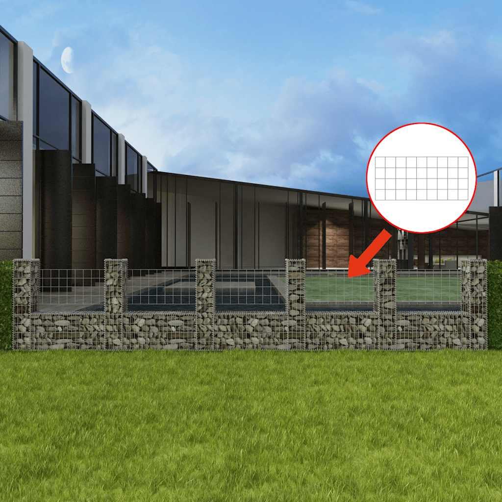vidaXL Gabionenkorb U-Form Stahl Gabione 570x20x100 cm