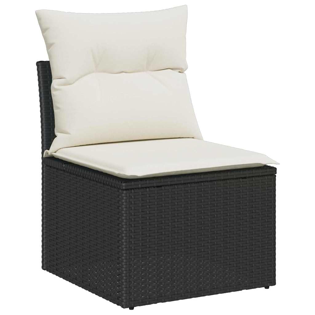 vidaXL Heim & Garten Gartensofa Schwarz-Cremeweiß Poly-Rattan