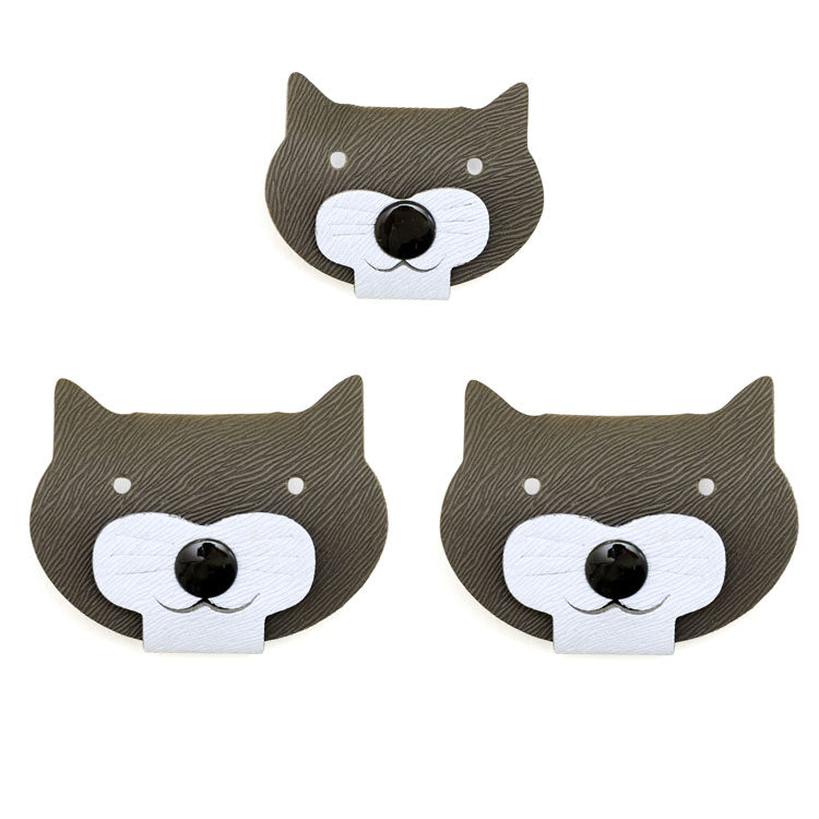Kikkerland Cat Kabelbinder 3er Set Kunstleder Schwarz