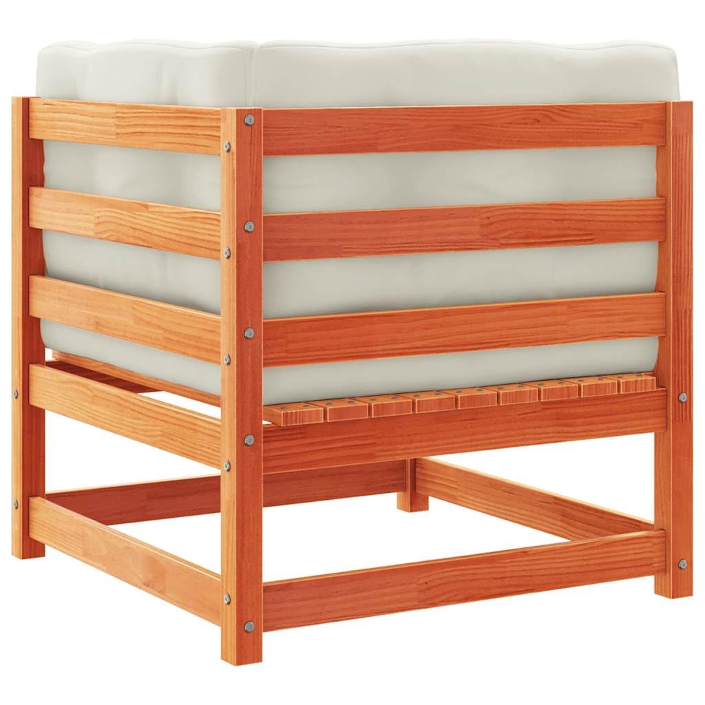 vidaXL Heim & Garten Ecksofa Holz 2 Stk Wachsbraun Kiefer mit Kissen