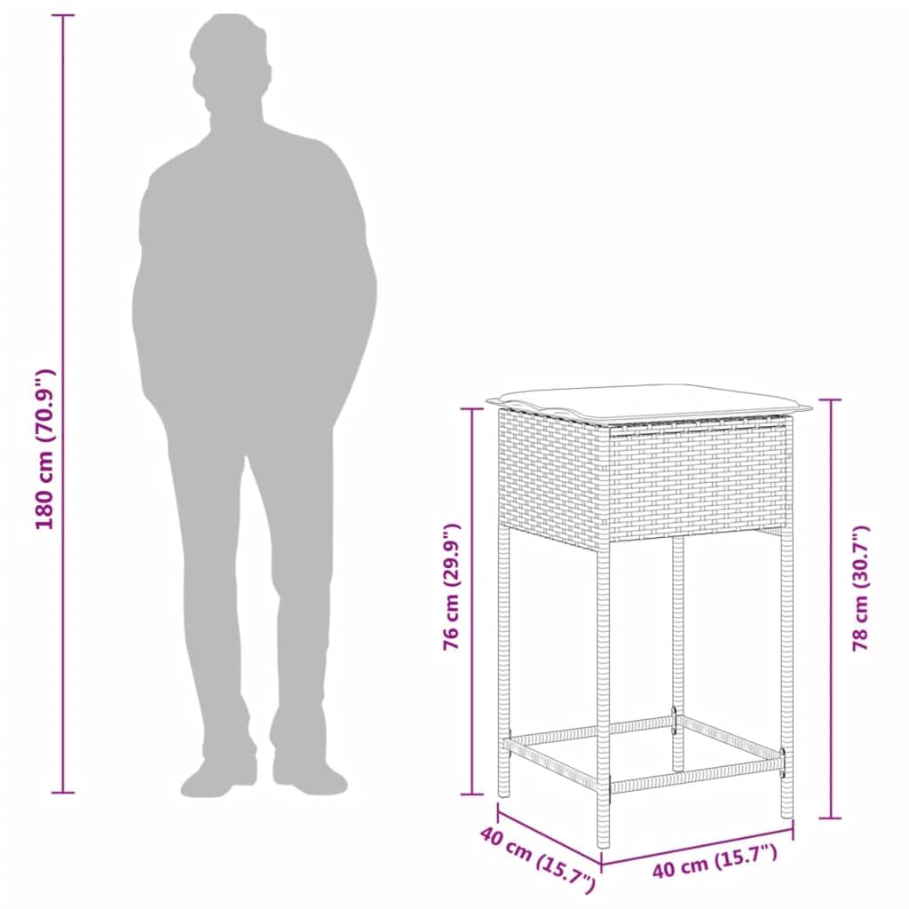 vidaXL Gartenbar-Set 5-tlg Schwarz Poly Rattan Akazie