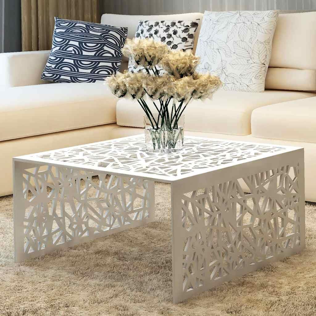 vidaXL Möbel Couchtisch Aluminium silbern 69x69x35 cm Lochmuster
