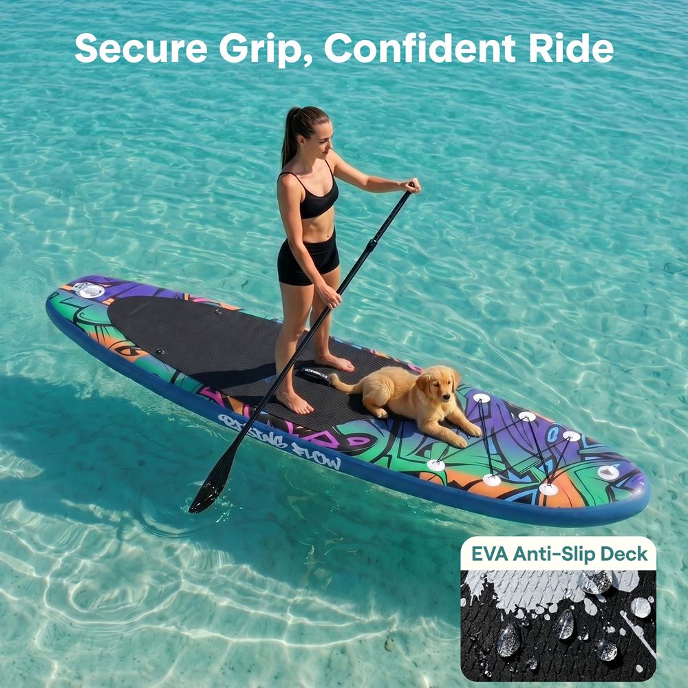 Serenelife SUP Board 10'6" Blau Aufblasbar Stand Up Paddle