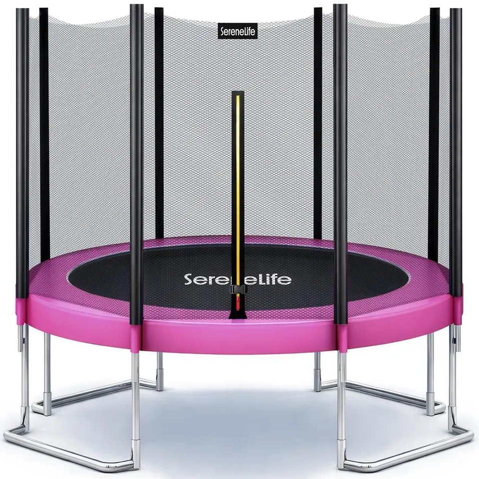 Serenelife Fitness Trampolin 10FT Outdoor Pink mit Netz