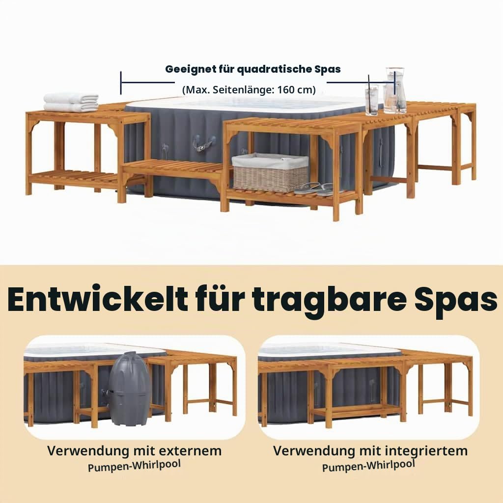 vidaXL Heim & Garten Whirlpool-Umrandung Akazie 230cm Braun