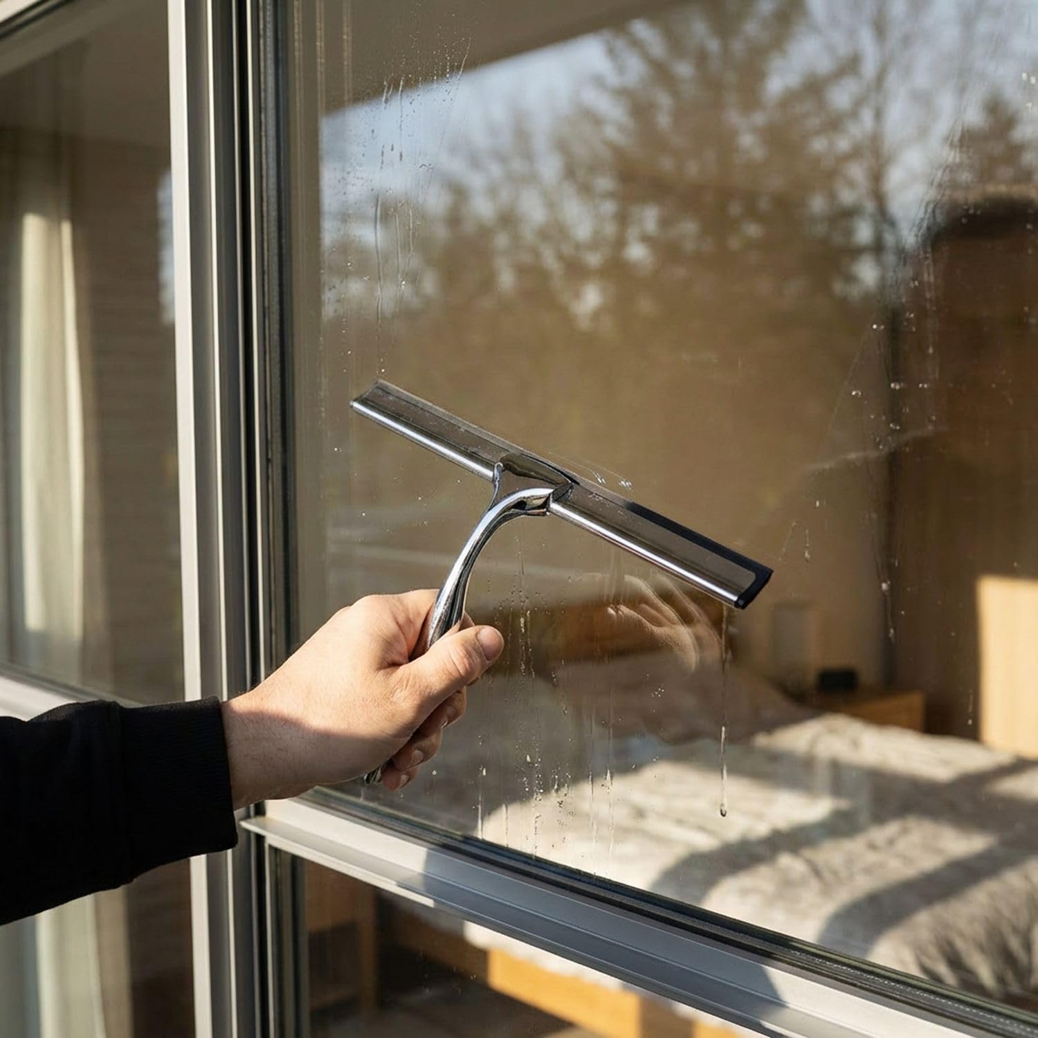 Intirilife Fensterabzieher Silber Edelstahl 25 cm