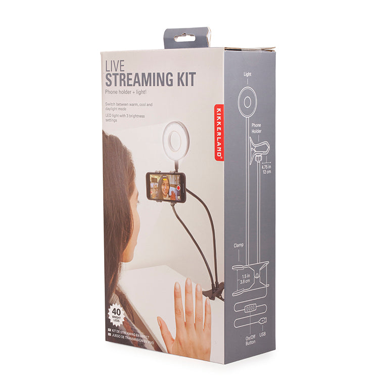 Kikkerland Home Live Streaming Kit Handyhalter LED-Licht