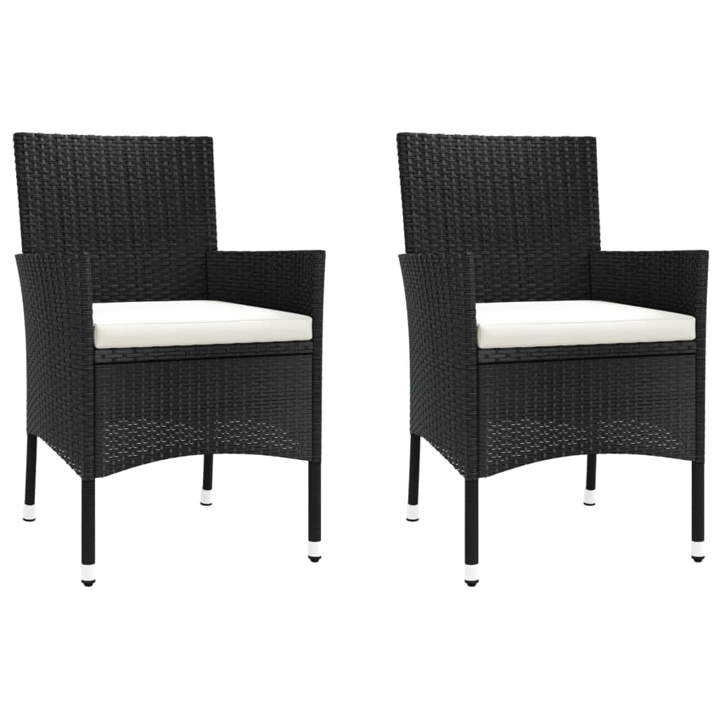 vidaXL Garten-Bistro-Set 3-tlg. Poly Rattan Schwarz-Creme