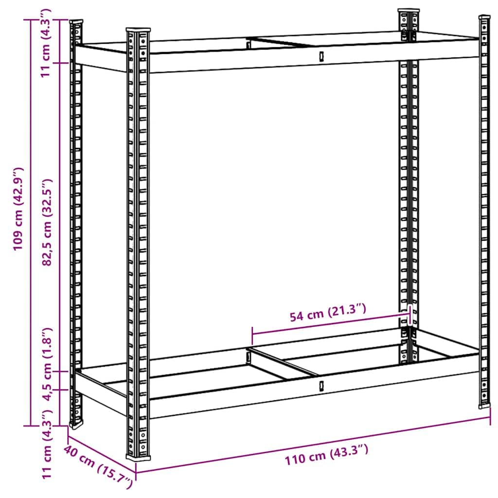 vidaXL Reifenregal 2 Böden Reifenständer Silber 110x40x109 cm
