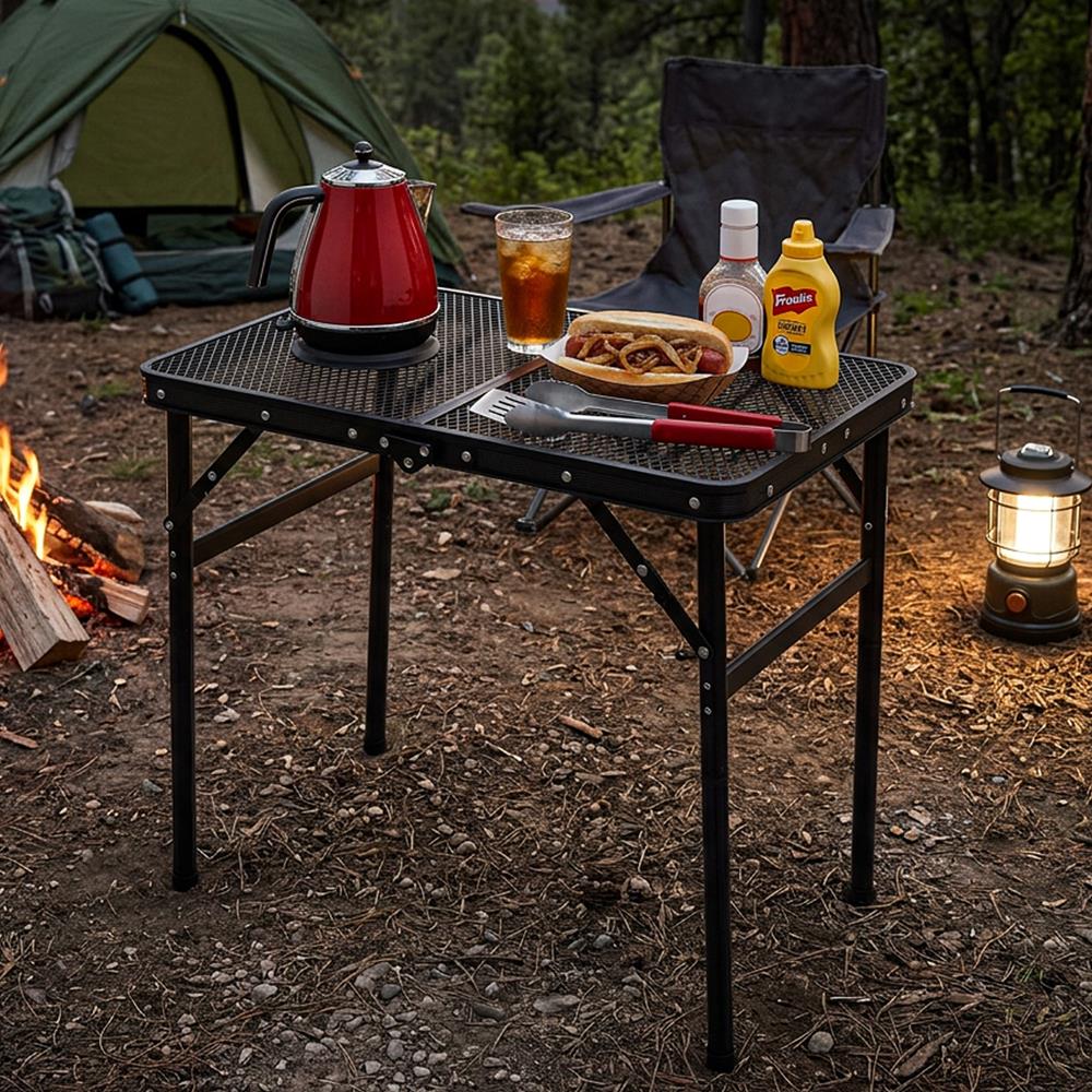 Serenelife Camping Outdoor Campingtisch SLCMPTBL2BL schwarz 61cm