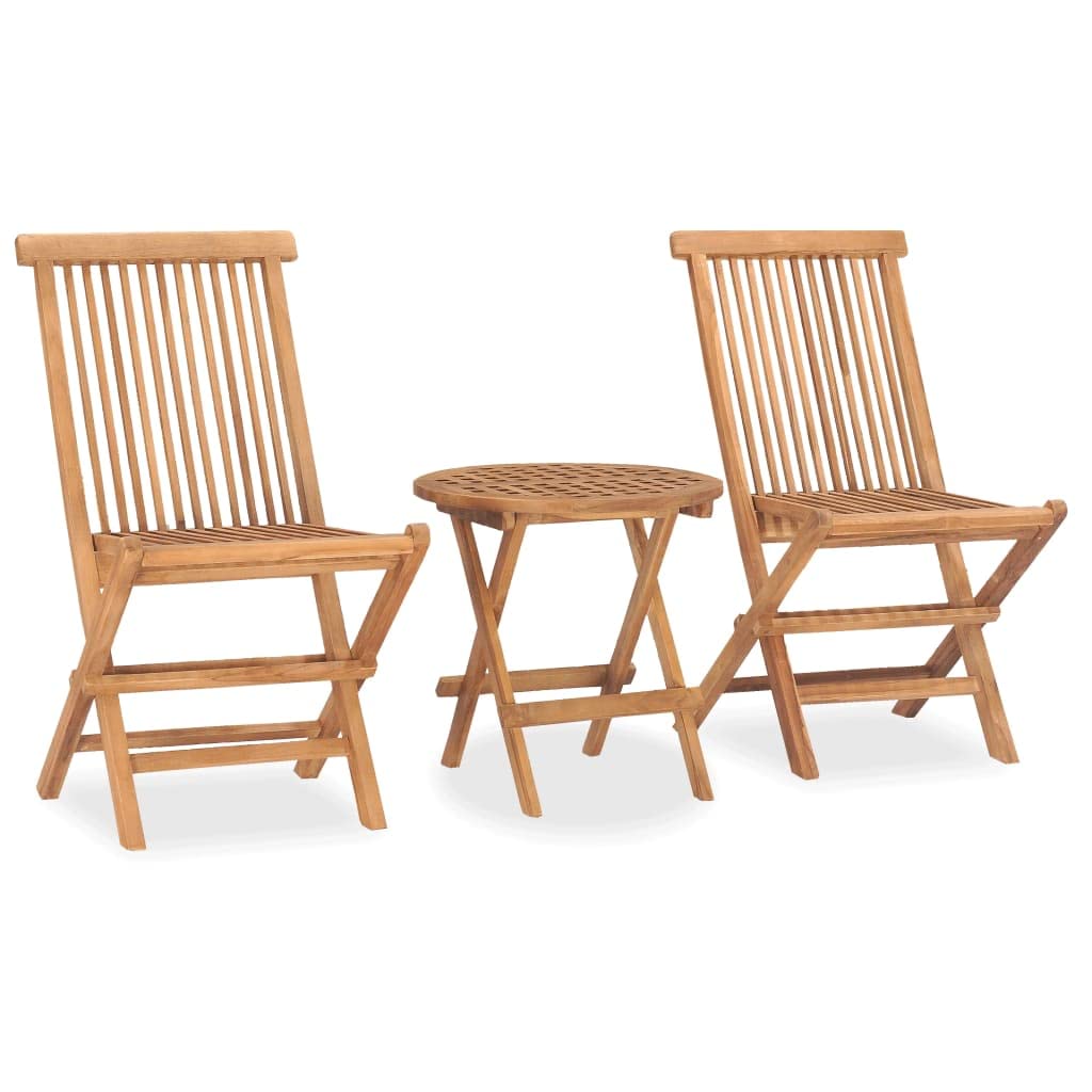 vidaXL Gartenmöbel Set 3-tlg Teak rund klappbar