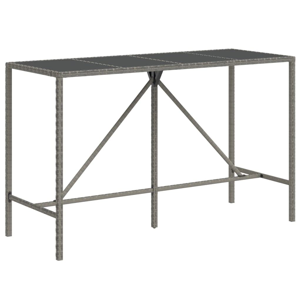 vidaXL Bartisch Braun 180x70x110 cm Poly Rattan Glas