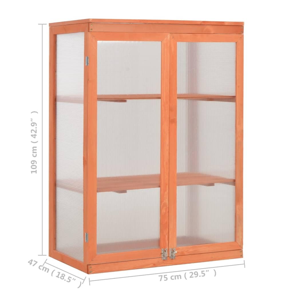 vidaXL Gewächshaus-Schrank Holz 75x47x109 cm 2 Böden