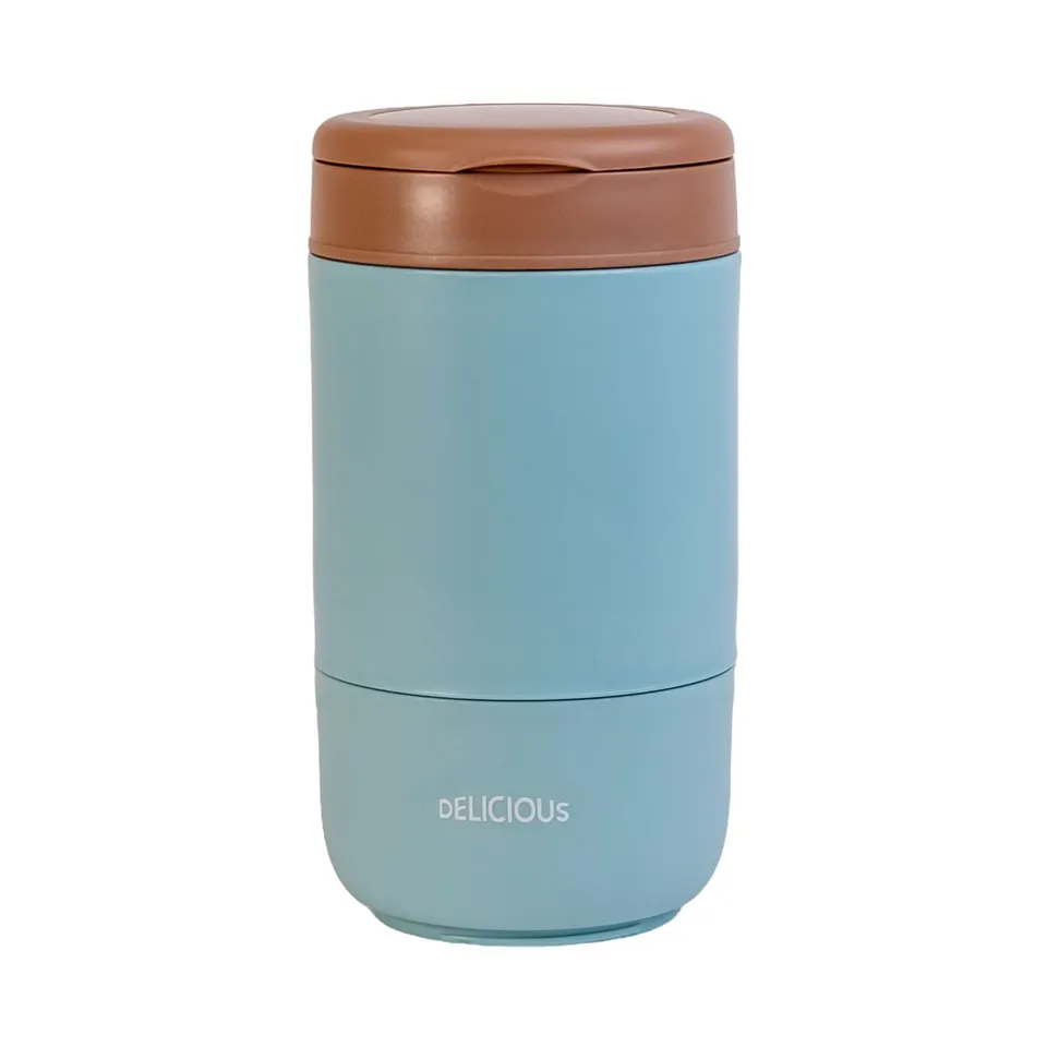 Intirilife Müslibecher Lunchbox blau 370ml Thermo mit Löffel