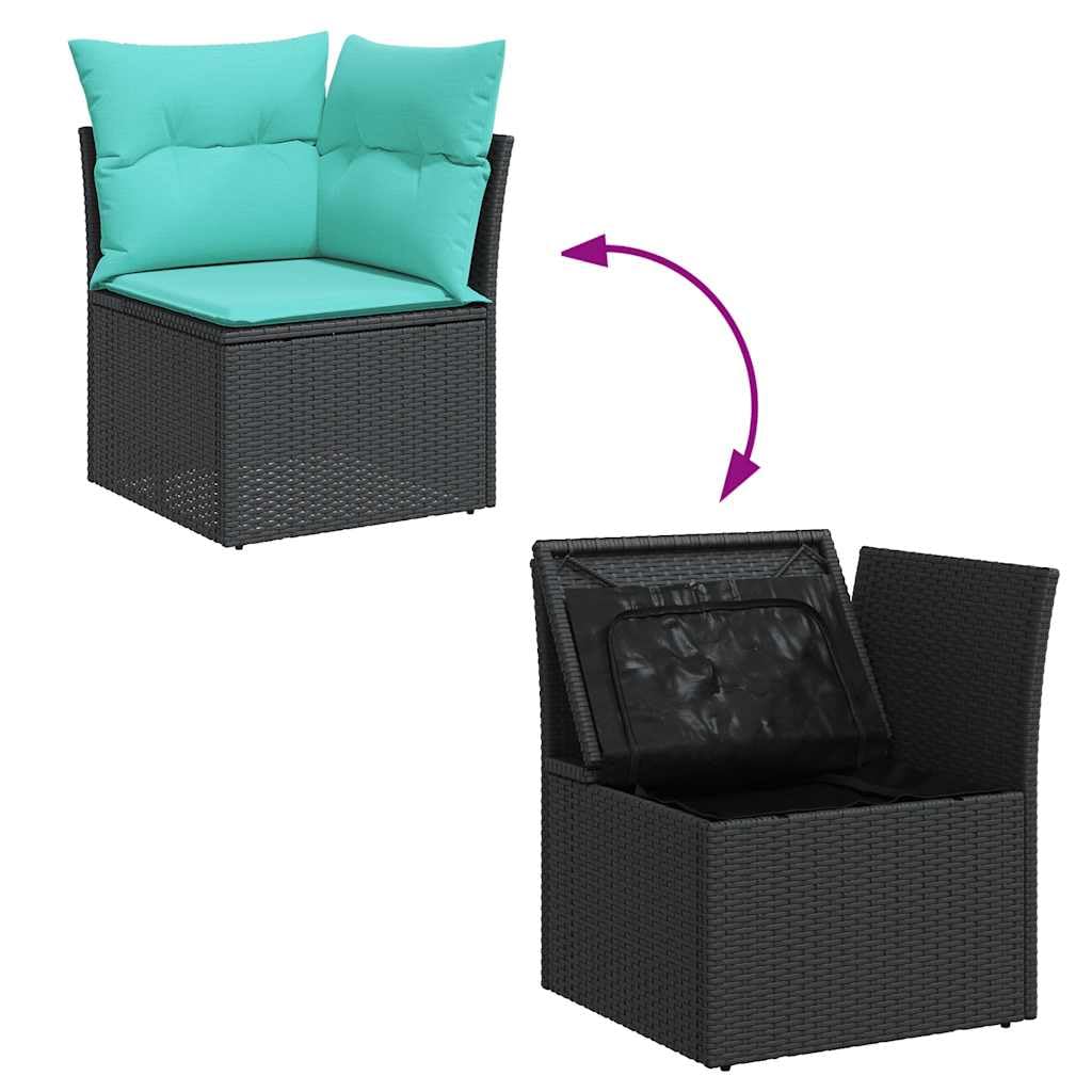 vidaXL Heim & Garten 8-tlg Garten-Sofagarnitur Schwarz Poly Rattan