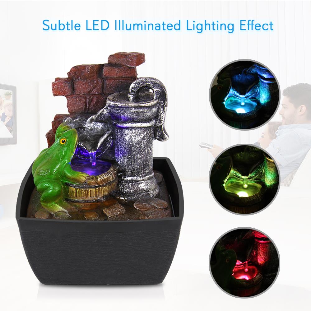 Serenelife Furniture Tischbrunnen LED mit Pumpe 17x13x12cm