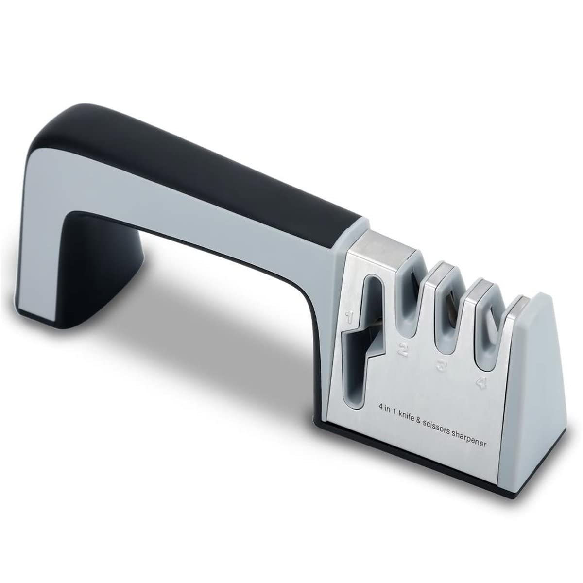Intirilife Messerschärfer Schwarz 4-in-1 Edelstahl 24x6x9 cm