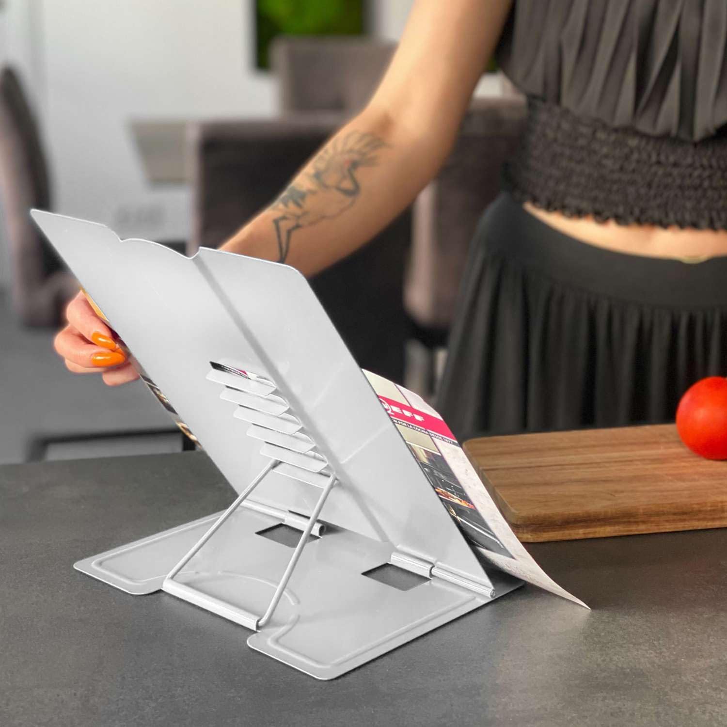 Intirilife Leseständer Metall Weiß 21 cm höhenverstellbar