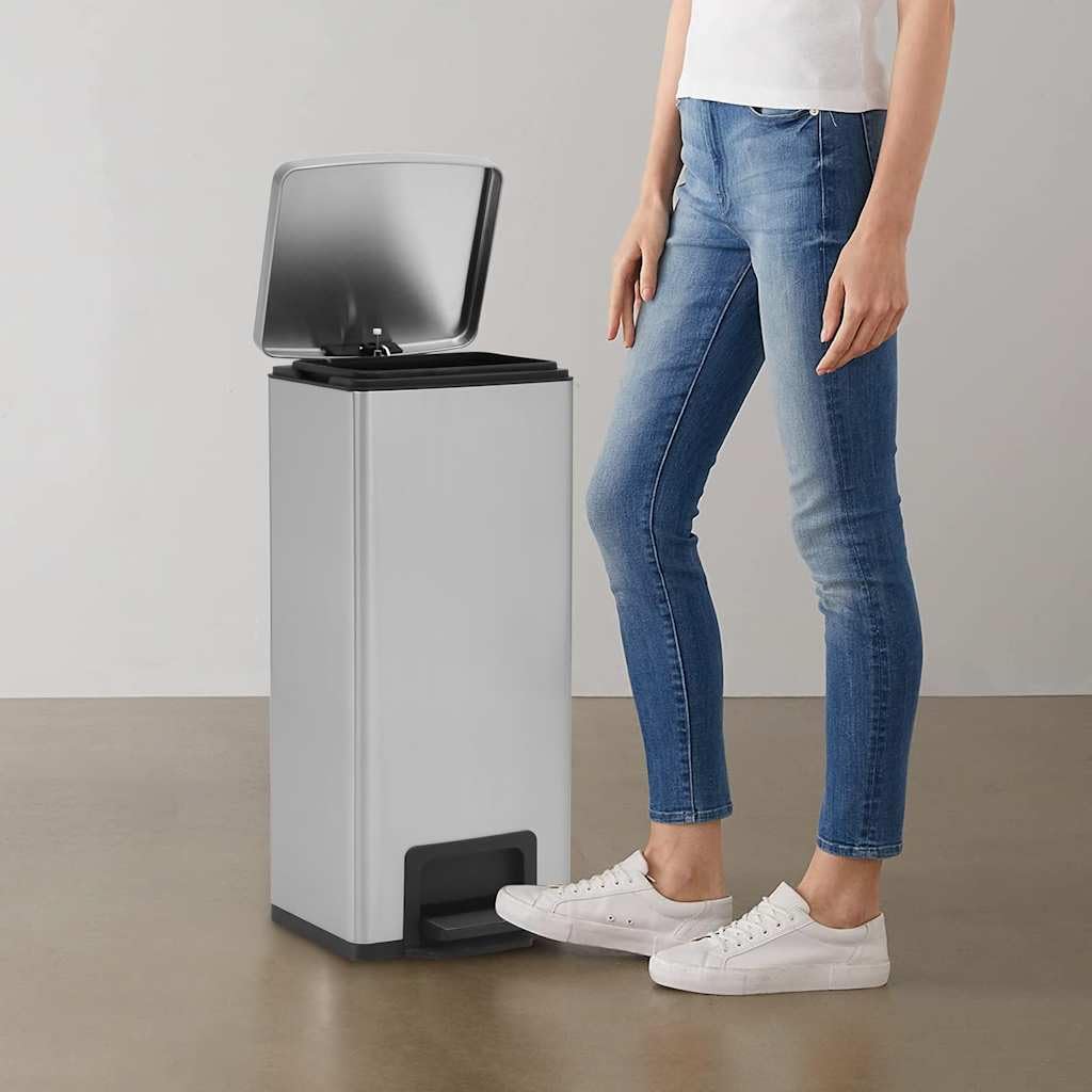 vidaXL Heim & Garten Treteimer 30L silber Edelstahl