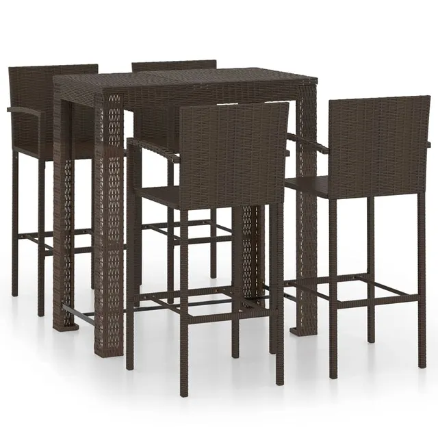 vidaXL Garten-Bar-Set 5-tlg. Rattan Braun Armlehne
