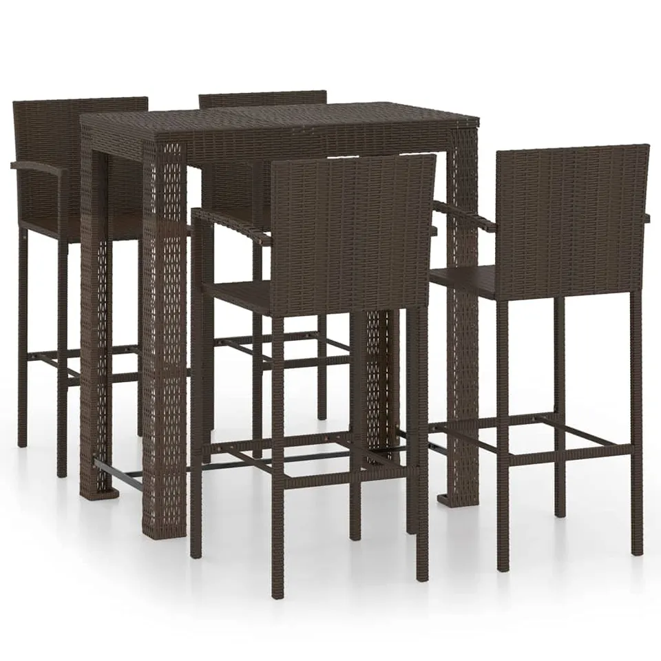 vidaXL Garten-Bar-Set 5-tlg. Rattan Braun Armlehne